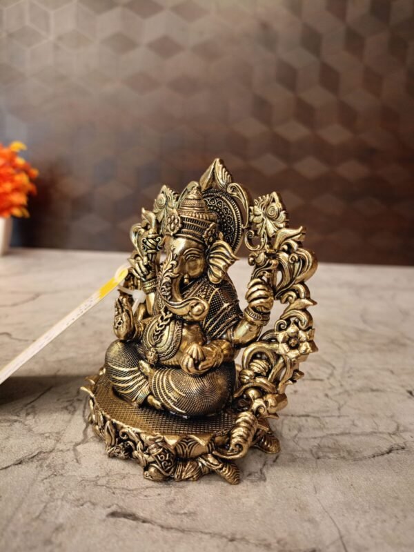 Buy Brass Fine Art Ganesha with Thiruvachi at Wholesale dealer Madurai, India | 100% Pure Brass Idols Manufacturer - Image 2