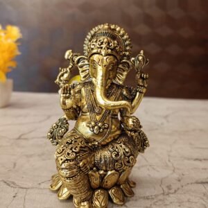 Brass Fine Art Ganesha on a Lotus base