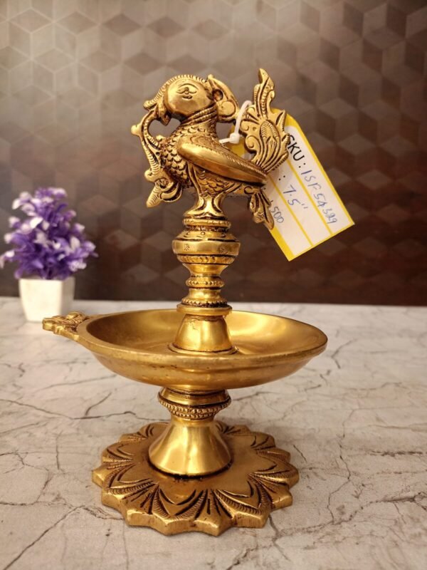 Brass Annam Diya with Flower Base at Wholesale Market