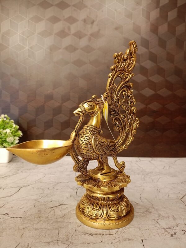 Buy Brass Annam Holding Single Face Diya at Manufacturer Price Jaipur, India | 100% Pure Brass Idols Manufacturer - Image 3