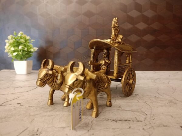 Buy Brass Bullockcart with Krishna at Wholesale Price Delhi, India | 100% Pure Brass Idols - Image 2