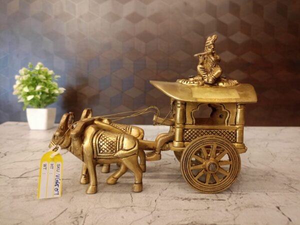 Buy Brass Bullockcart with Krishna at Wholesale Price Delhi, India | 100% Pure Brass Idols