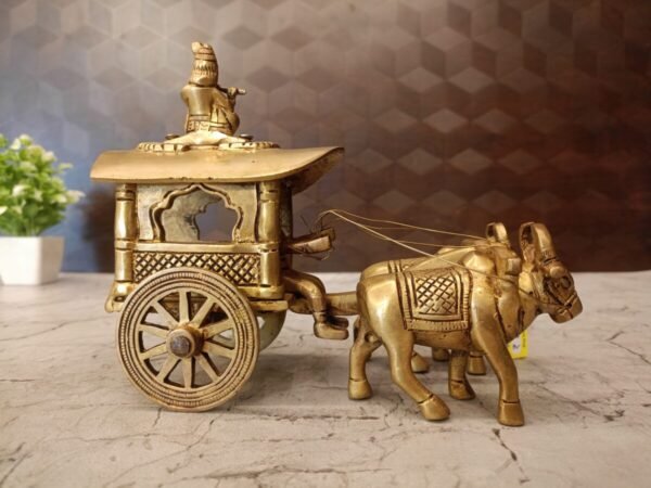 Buy Brass Bullockcart with Krishna at Wholesale Price Delhi, India | 100% Pure Brass Idols - Image 4