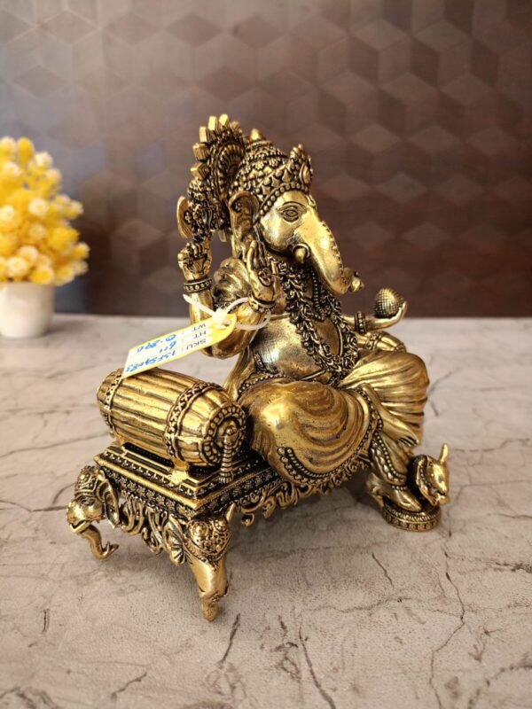 Buy Brass Fine art Ganesha on Sofa at Wholesale dealer Madurai, India | 100% Pure Brass Idols Supplier - Image 2