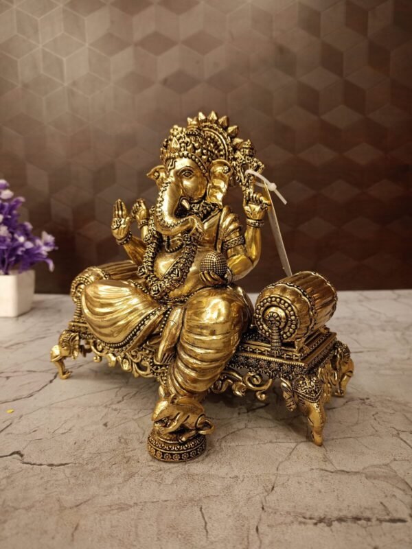 Buy Brass Fine art Ganesha on sofa at Manufacturer Price Aligarh, India | 100% Pure Brass Idols Suppliers - Image 3