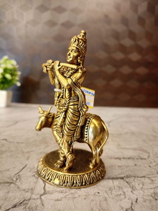 Buy Brass Fine Art Krishna with Cow at Manufacturer Price Hyderabad,India | 100% Pure Brass Idols Suppliers - Image 3