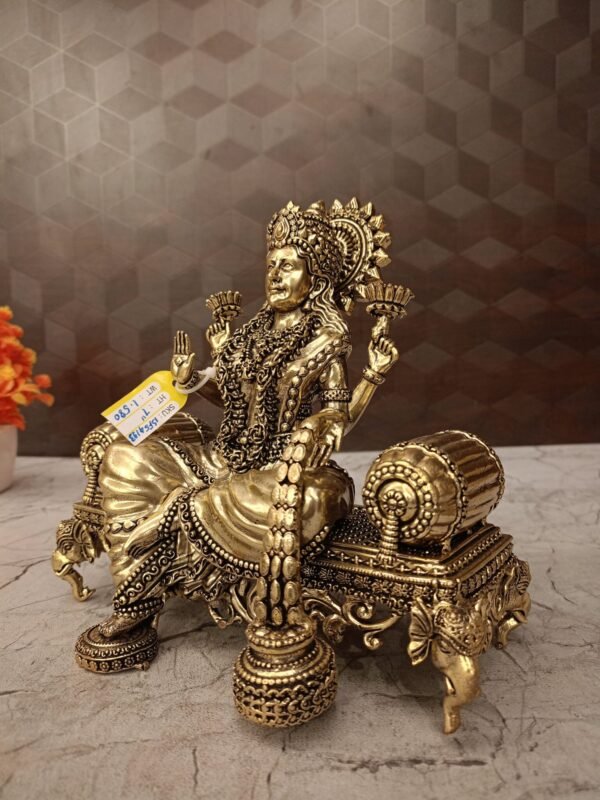 Buy Brass Fine Art Lakshmi Sitting on Sofa at Manufacturer Price Bangalore, India | 100% Pure Brass Idols Manufacturer - Image 3