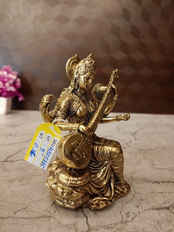 Buy Brass Fine Art Saraswathi Idol at Wholesale Price Chennai, India | 100% Pure Brass Idols Wholesale Dealer - Image 3