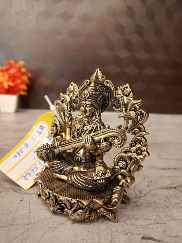 Buy Brass Fine art Saraswathi idol at Manufacturer Price Bangalore, India | 100% Pure Brass Idols Wholesale Supplier - Image 2