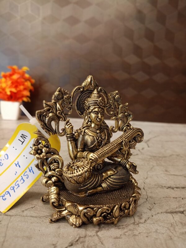 Buy Brass Fine art Saraswathi idol at Manufacturer Price Bangalore, India | 100% Pure Brass Idols Wholesale Supplier - Image 3