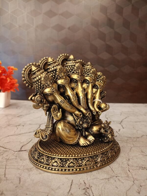 Buy Brass Fine Art PanchaMuga Ganesha at Manufacturer Price Delhi, india |100% Pure Brass Idols Manufacturer - Image 2