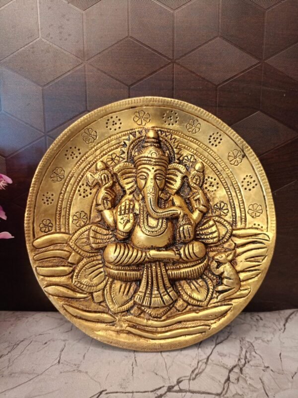 Brass Ganesha Circular Plate at Manufacturer