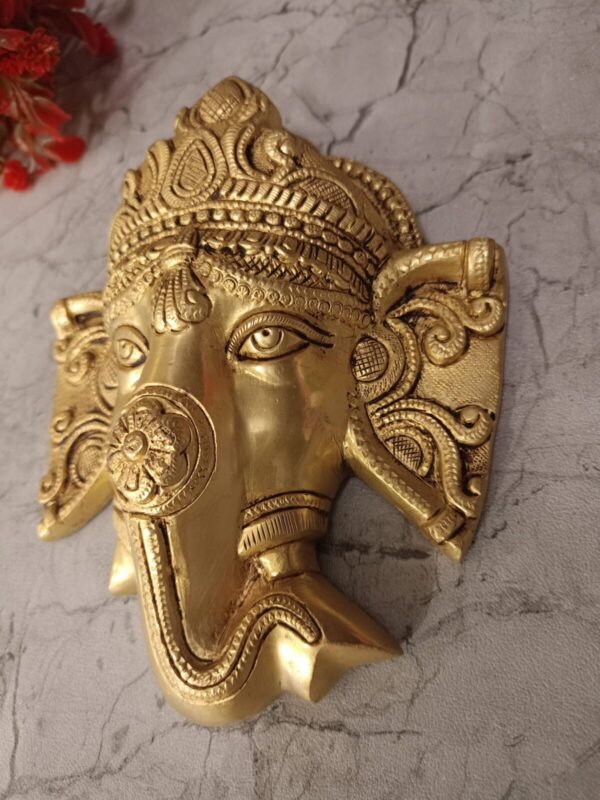 Buy Brass Ganesha Face Wall Mount at Manufacturer price Moradbad,India | 100% Pure Brass Idols Manufacturer - Image 2