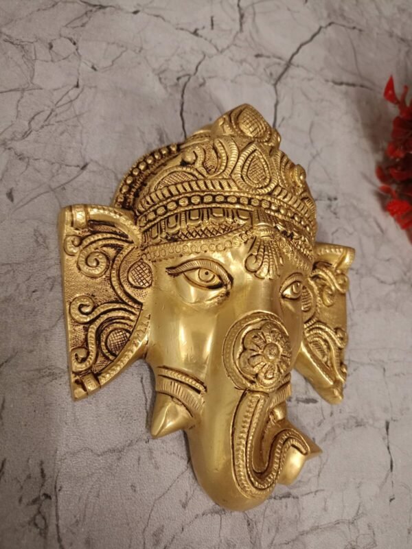 Buy Brass Ganesha Face Wall Mount at Manufacturer price Moradbad,India | 100% Pure Brass Idols Manufacturer - Image 3