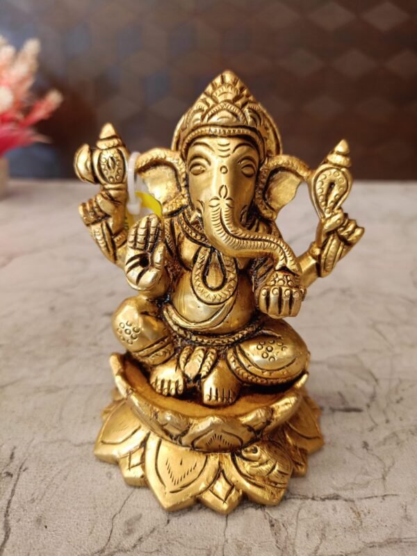 Brass Ganesha Sitting on Lotus Base at Wholesale Price
