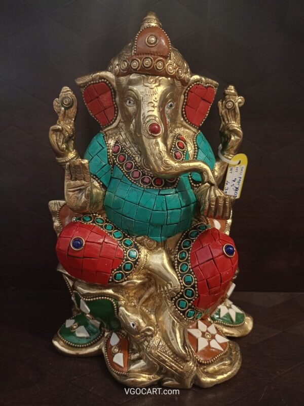 Brass Ganesha Sitting on Lotus Base
