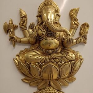 Brass Ganesha Sitting on a Lotus Wall Mount at Manufacturer Price