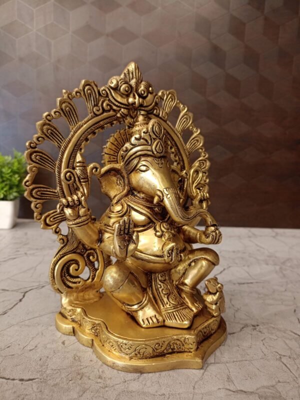 Buy Brass Ganesha with Thiruvachi at Manufacturer Price Kolkatta, India | 100% Pure Brass Idols Manufacturer - Image 2