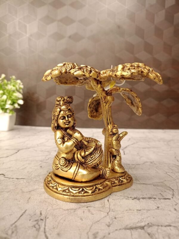 Buy Brass Krishna Idol with Pot Under Tree at Wholesale Dealer Jaipur,India |100% Pure Brass Idols Manufacturer - Image 2