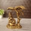Brass Krishna Idol with Pot Under Tree