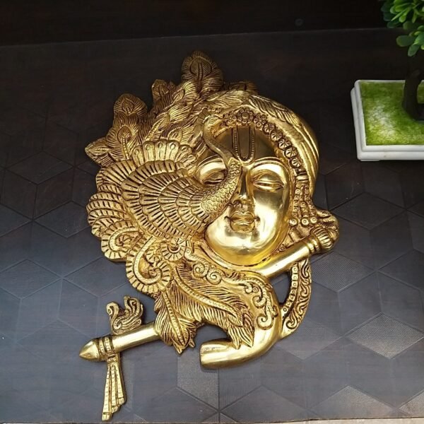 Brass Krishna Peacock Wall Mount