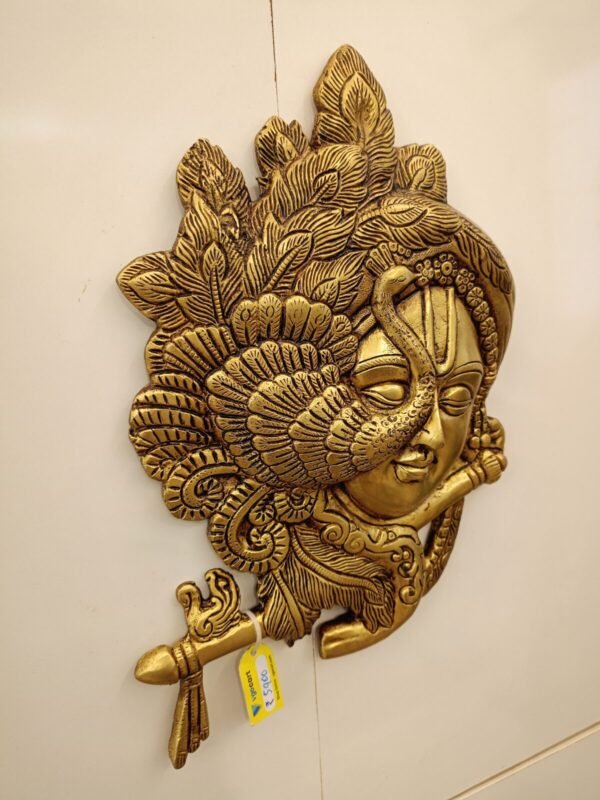 Buy Brass Krishna Peacock Wall Mount at Wholesale Price Madurai, India | 100% Pure Brass Idols Supplier - Image 3