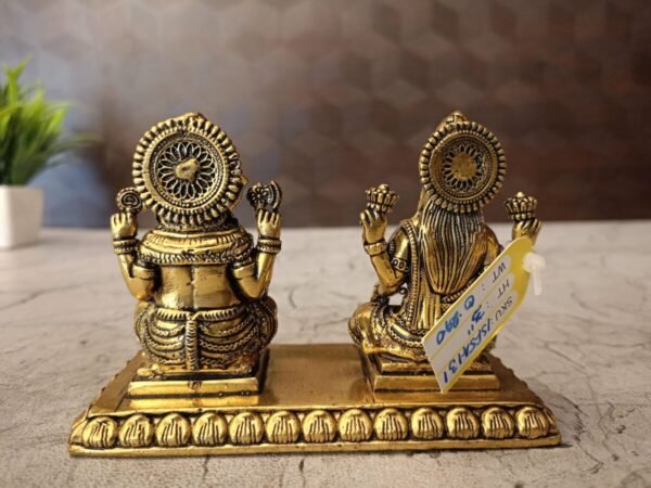 Buy Brass Fine art Lakshmi and Ganesha on Chowki at Wholesale Price Aligarh, India | 100% Pure Brass Idols Manufacturer - Image 4