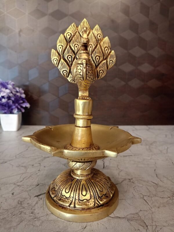 Brass Peacock Five Face Diya at Manufacturer price