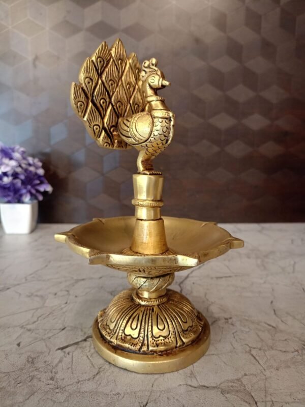 Buy Brass Peacock Five Face Diya at Manufacturer price Trichy,India | 100% Pure Brass Idols Suppliers - Image 2