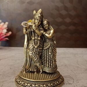 Brass Radha Krishna Standing on Oval Base