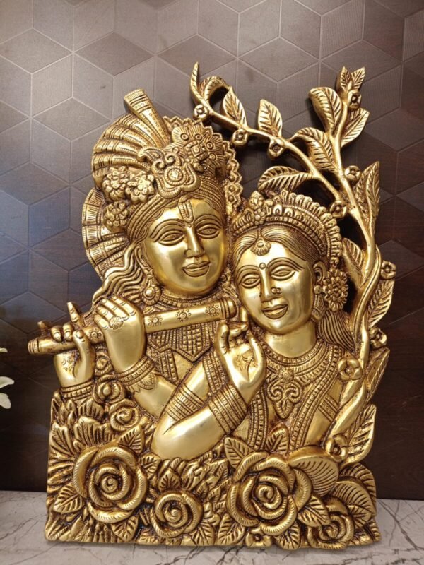 Buy Brass Radha Krishna Wall Mount with Floral Design at Wholesale Market ,Thanjavur