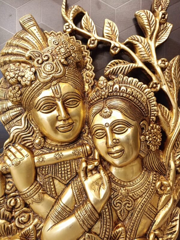 Buy Brass Radha Krishna Wall Mount with Floral Design at Wholesale Market ,Thanjavur | 100% Pure Brass Idols Supplier - Image 2