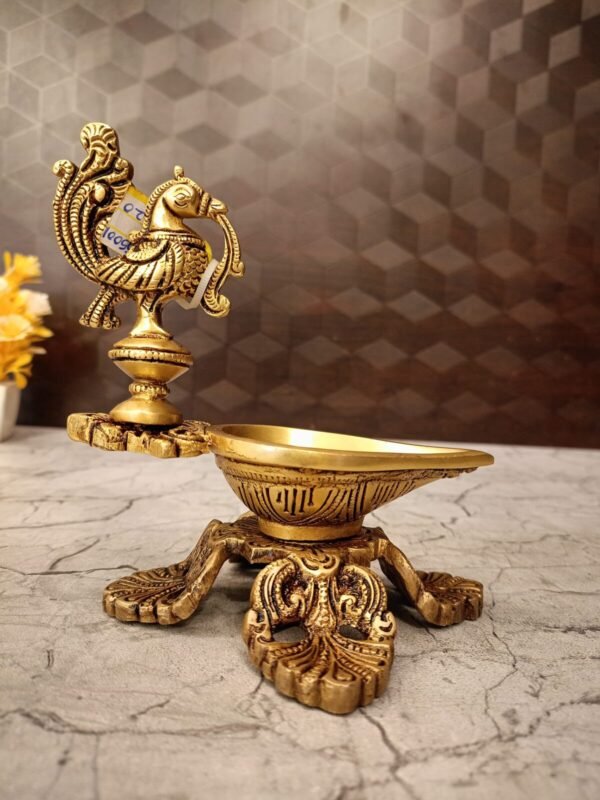 Buy Brass Single Face Agal Diya with Annam at Manufacturer Price Bangalore,India | 100% Pure Brass Idols - Image 2