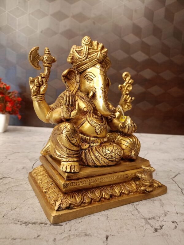 Buy Brass Turban Ganesha on Sofa at Wholesale Price Channai,India | 100% Pure Brass Idols Suppliers - Image 2