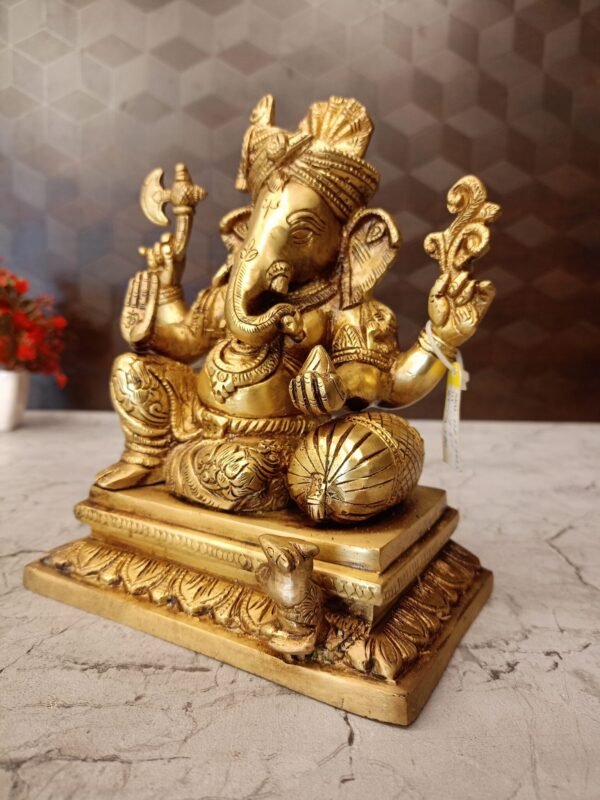 Buy Brass Turban Ganesha on Sofa at Wholesale Price Channai,India | 100% Pure Brass Idols Suppliers - Image 3