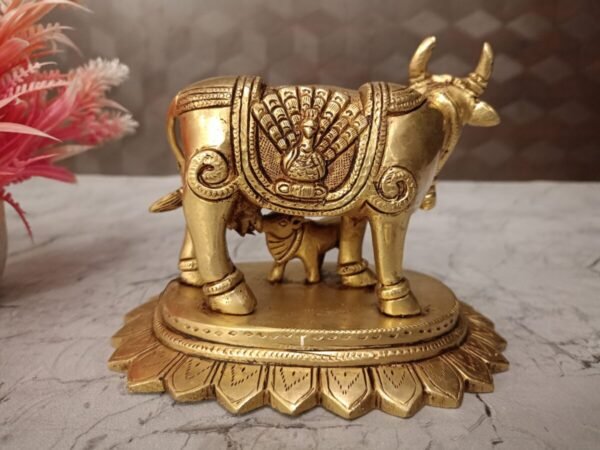 Buy Brass Gomatha with Krishna and Peacock at Wholesale Price Jaipur, India | 100% Pure Brass Idols Supplier - Image 2