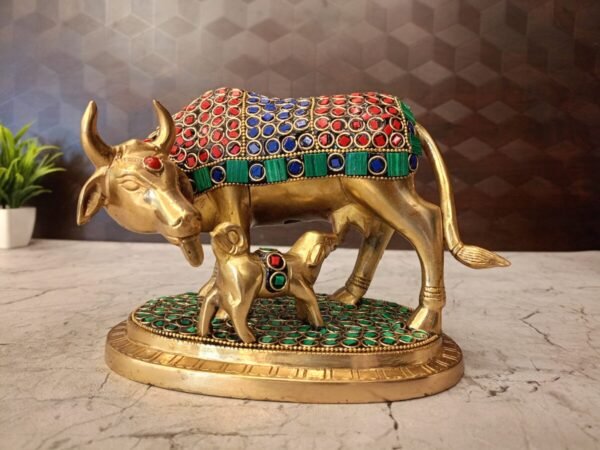 Brass Gomatha Idol Stone Finish at Wholesale Market Chennai, India