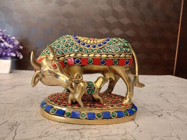Buy Brass Stone finish Gomatha at Manufacturer Price Coimbatore, India | 100% Pure Brass Idols Manufacturer - Image 3