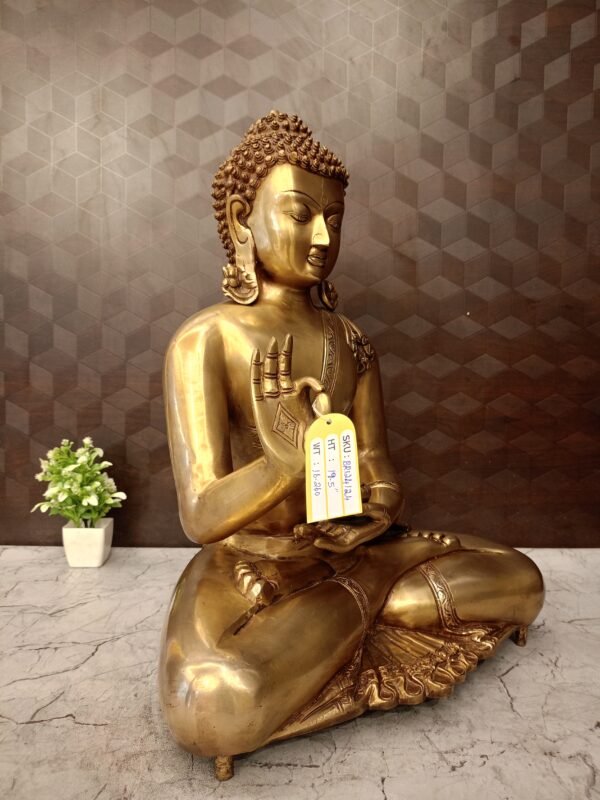 Buy Brass Buddha Statue 19.5" Antique Finish Wholesale Market Coimbatore, India | 100% Pure Brass Idols Manufacture and Supplier Tamil Nadu - Image 3