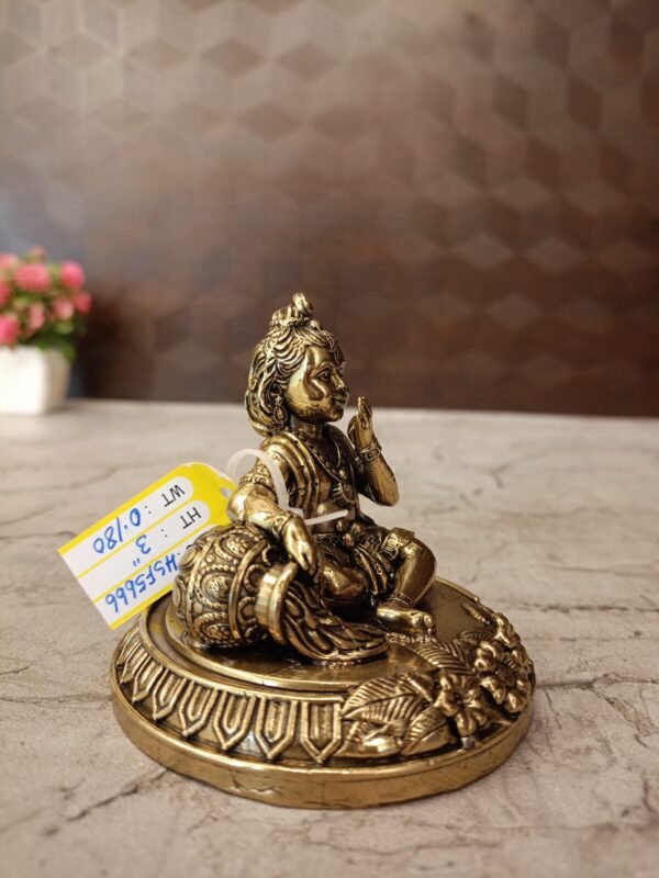 Buy Brass Fine Art Butter Krishna Idol Antique Finish Handicraft at Manufacturer Price Jaipur, India | 100% Pure Brass Idols Wholesale Supplier and Dealer Rajasthan , India - Image 3