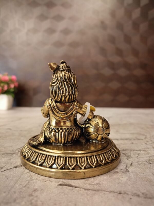 Buy Brass Fine Art Butter Krishna Idol Antique Finish Handicraft at Manufacturer Price Jaipur, India | 100% Pure Brass Idols Wholesale Supplier and Dealer Rajasthan , India - Image 4
