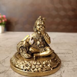 Buy Brass Fine Art Butter Krishna Idol Antique Finish Handicraft at Manufacturer Price Jaipur, India