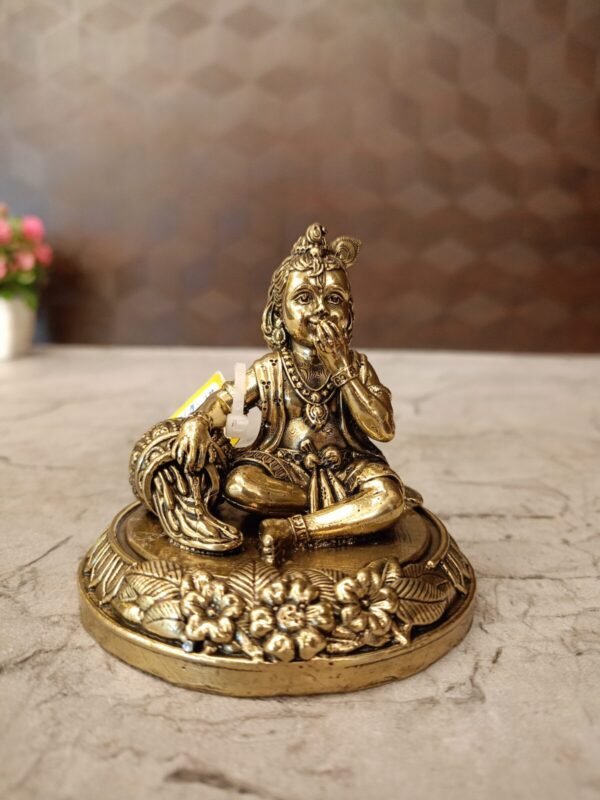 Buy Brass Fine Art Butter Krishna Idol Antique Finish Handicraft at Manufacturer Price Jaipur, India