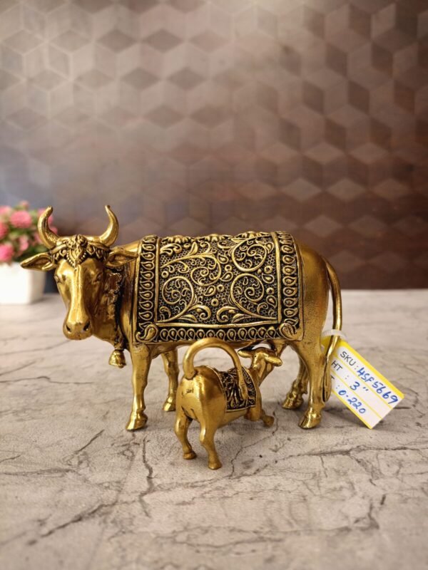 Brass Fine Art Cow and Calf Idol