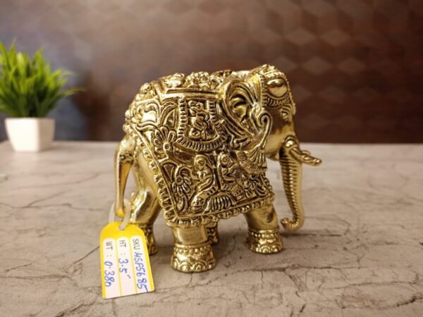 Buy Brass Fine Art Elephant figurine Antique Finish Handicraft at Manufacturer Price Chennai, India | 100% Pure Brass Idols Wholesale Supplier and Dealer Tamil Nadu , India - Image 2