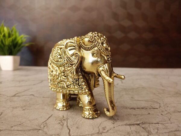 Buy Brass Fine Art Elephant figurine Antique Finish Handicraft at Manufacturer Price Chennai, India | 100% Pure Brass Idols Wholesale Supplier and Dealer Tamil Nadu , India - Image 3