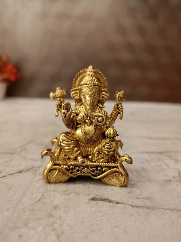 Brass Fine Art Ganesha Peacock Base Idol