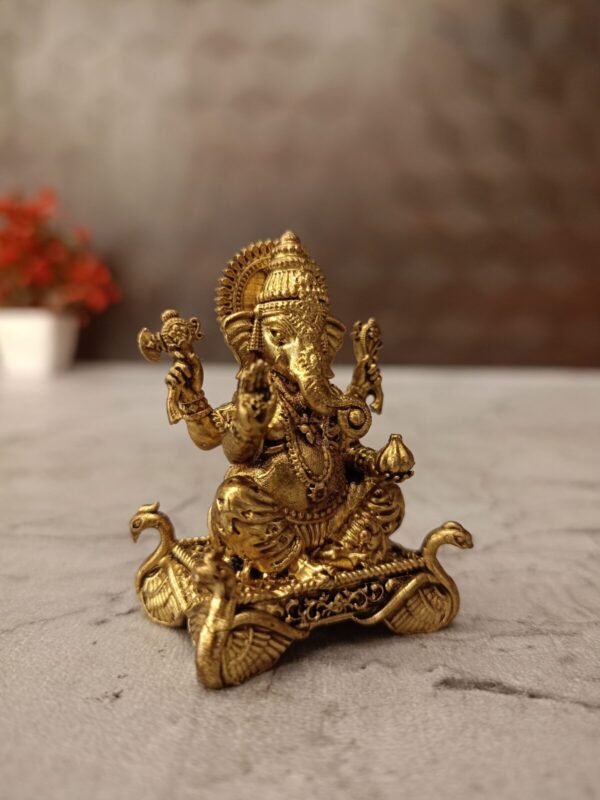 Buy Brass Fine Art Ganesha Peacock Base Idol  Antique Finish Handicraft at Manufacturer Price Thanjavur , India | 100% Pure Brass Idols Wholesale Supplier and Dealer, Tamil Nadu - Image 2