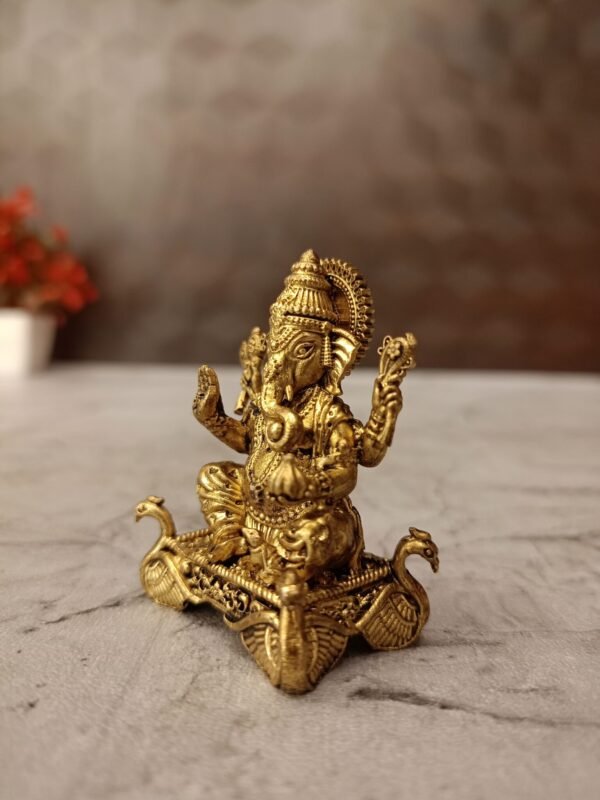 Buy Brass Fine Art Ganesha Peacock Base Idol  Antique Finish Handicraft at Manufacturer Price Thanjavur , India | 100% Pure Brass Idols Wholesale Supplier and Dealer, Tamil Nadu - Image 3