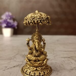 Buy Brass Fine Art Ganesha Umberalla Idol Antique Finish Handicraft at Wholesale Supplier Price Coimbatore , India